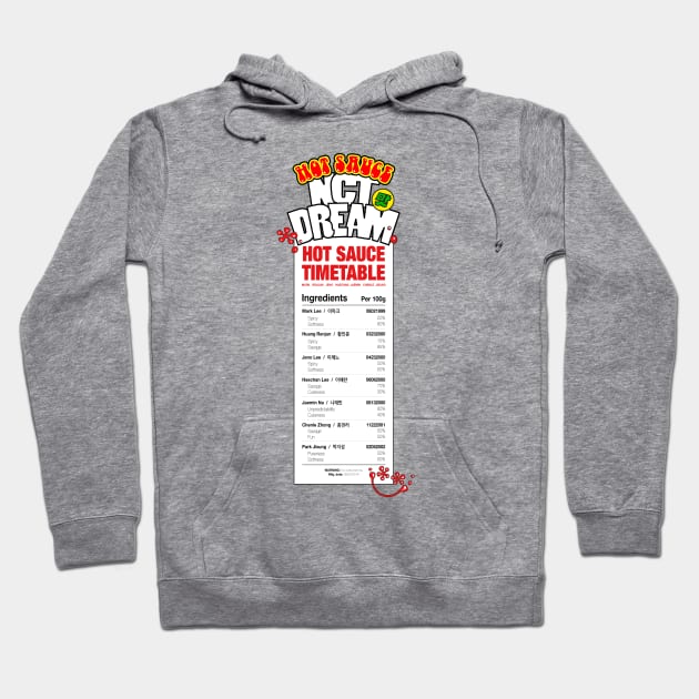 Ingredients of NCT DREAM's hot sauce. Hoodie by Duckieshop